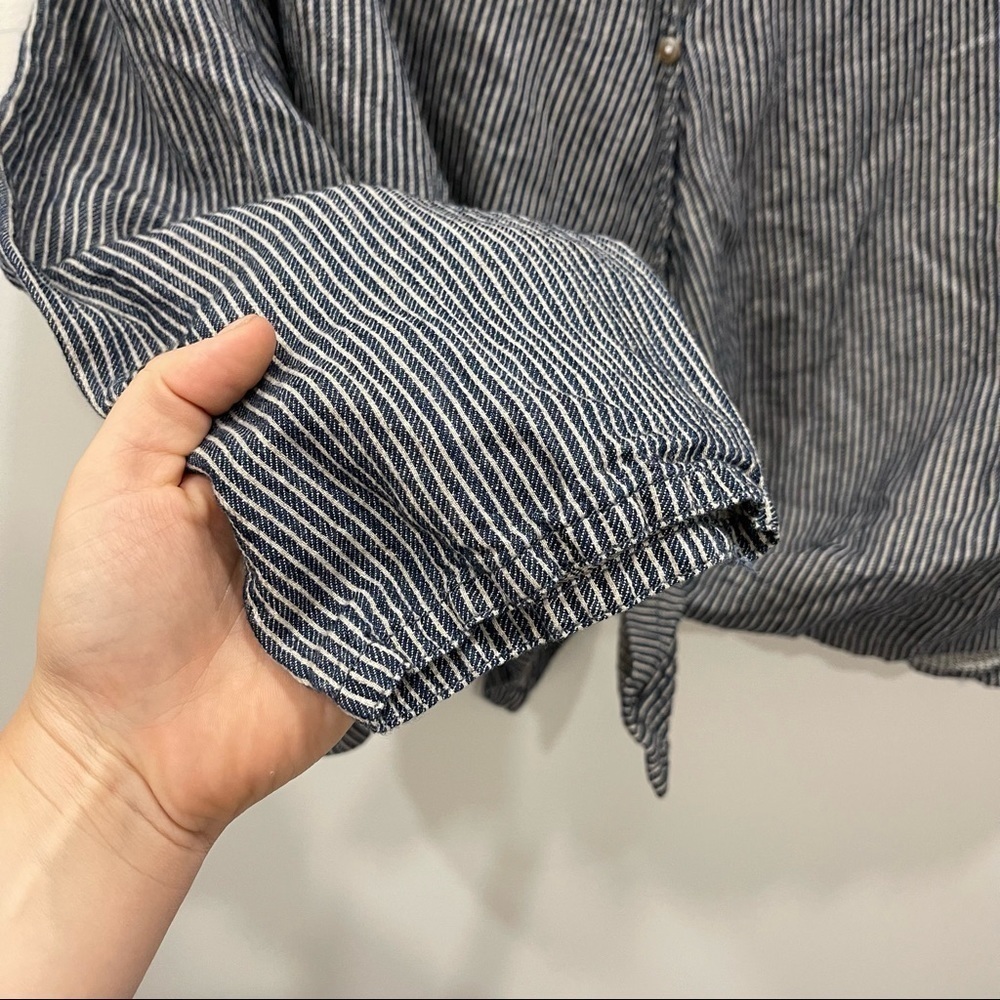 Alternative Button Front Oversized Tie-Front Stri… - image 7